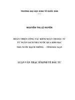 Luận văn thạc sỹ - Hoàn thiện công tác kiểm soát chi đầu tư từ ngân sách nhà nước qua Kho bạc Nhà nước Bạch Thông – tỉnh Bắc Kạn