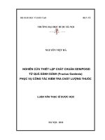 Nghiên cứu thiết lập chất chuẩn geniposid từ quả dành dành (fructus gardenia) phục vụ công tác kiểm tra chất lượng thuốc 