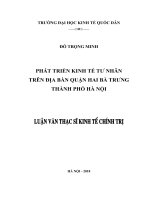 Luận văn thạc sỹ - Phát triển kinh tế tư nhân trên địa bàn quận Hai Bà Trưng, thành phố Hà Nội