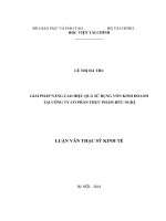 Luận văn thạc sỹ - Giải pháp nâng cao hiệu quả sử dụng vốn kinh doanh tại Công ty Cổ phần Thực phẩm Hữu Nghị