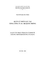 LUẬN VĂN THẠC SỸ - QUẢN LÝ NHÂN LỰC TẠI TỔNG CÔNG TY 36 - BỘ QUỐC PHÒNG