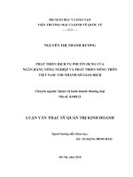 Luận văn thạc sỹ - Phát triển dịch vụ phi tín dụng của Ngân hàng Nông nghiệp và Phát triển Nông thôn Việt Nam chi nhánh Sở Giao dịch