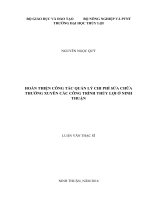 hoàn thiện công tác quản lý chi phí sửa chữa thường xuyên các công trình thủy lợi ở ninh thuận