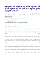 Quyền và nghĩa vụ của người tố cáo người bị tố cáo và người giải quyết tố cáo