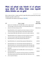 Mức xử phạt các hành vi vi phạm quy định về điều kiện của người điều khiển xe cơ giới