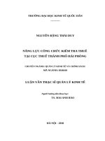 Luận văn thạc sỹ - Năng lực công chức kiểm tra thuế tại Cục thuế Thành phố Hải Phòng