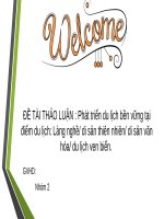 Phát triển du lịch bền vững tại điểm du lịch: Làng nghề di sản thiên nhiên di sản văn hóa du lịch ven biển.