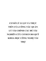 CƠ sở lý LUẬN và THỰC TIỄN của CÔNG tác QUẢN lý tài CHÍNH các đề tài NGHIÊN cứu cơ bản DO QUỸ KHOA học CÔNG NGHỆ tài TRỢ