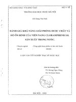 Đánh giá khả năng giải phóng dược chất và độ ổn định của viên nang cloramphenicol sản xuất trong nước 