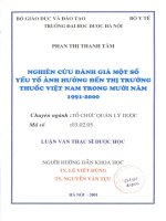 Nghiên cứu một số yếu tố ảnh hưởng đến thị trường thuốc việt nam trong mười năm 1991   2000 
