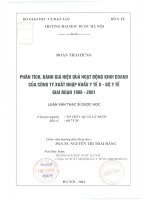 Phân tích đánh giá hiệu quả hoạt động kinh doanh của công ty xuất nhập khẩu y tế II bộ y tế giai đoạn 1996   2001 