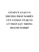 CƠ sở lý LUẬN và PHƯƠNG PHÁP NGHIÊN cứu cơ bản về QUẢN lý NHÂN lực TRONG DOANH NGHIỆP 
