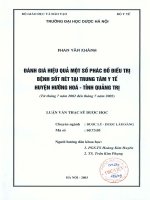 Đánh giá hiệu quả một số pháp đồ điều trị bệnh sốt rét tại trung tâm y tế huyện hướng hóa, tỉnh quảng trị (từ tháng 7 2002 đến tháng 7 2003) 