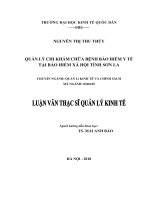 Luận văn thạc sỹ - Quản lý chi khám chữa bệnh bảo hiểm y tế tại bảo hiểm xã hội tỉnh Sơn La