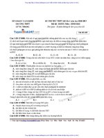 ĐỀ SINH và đáp án THPT lý tự TRỌNG NAM ĐINH lần 1 