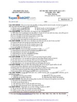 ĐỀ SINH và đáp án THPT CHUYÊN bắc KAN lần 1 