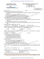 ĐỀ lí và đáp án THPT CHUYÊN bắc cạn lần 1 