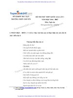 ĐỀ văn và đáp án THPT CHUYÊN bắc KAN lần 1 