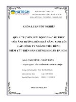 Quản trị vốn lưu động và cấu trúc vốn ảnh hưởng đến khả năng sinh lời các công ty ngành tiêu dùng niêm yết trên sàn chứng khoán TP  HCM 