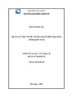 Quản lý nhà nước về du lịch trên địa bàn tỉnh kon tum (tt) 