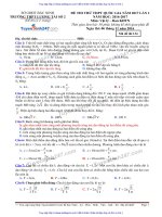 ĐỀ lí và đáp án THPT LƯƠNG tài số 2 bắc NINH lần 1 