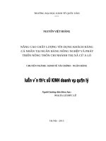 Luận văn thạc sỹ - Nâng cao chất lượng tín dụng khách hàng cá nhân tại Ngân hàng Nông nghiệp và Phát triển nông thôn Chi nhánh thị xã Cửa Lò