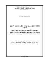 Quản lý hoạt động giáo dục giới tính cho học sinh các trường THCS ở huyện giao thủy tỉnh nam định 