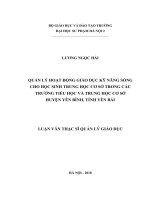 Quản lí hoạt động giáo dục kỹ năng sống cho học sinh trung học cơ sở trong các trường tiểu học và trung học cơ sở huyện yên bình, tỉnh yên bái 
