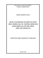 Quản lý đảm bảo vệ sinh an toàn thực phẩm tại các trường mầm non quận đống đa hà nội theo hướng tiếp cận tham gia 