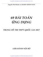 69 bài toán ứng dụng trong đề thi THPT quốc gia 2017   nguyễn phú khánh 