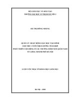 Quản lý hđ dạy học TH cho trẻ 5 tuổi theo hướng tích hợp phát triển vận động ở các trường MN quận nam từ liêm, thành phố hà nội 