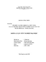 Tìm hiểu vai trò, nhiệm vụ, chức năng của cán bộ phụ trách nông nghiệp tại xã tân văn   huyện bình gia   tỉnh lạng sơn 