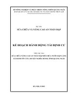 DỰ ÁN: SỬA CHỮA VÀ NÂNG CAO AN TOÀN ĐẬP KẾ HOẠCH HÀNH ĐỘNG TÁI ĐỊNH CƯ TIỂU DỰ ÁN: SỬA CHỮA NÂNG CAO AN TOÀN ĐẬP HỒ CHỨA NƯỚC ĐẬP LÀNG XÃ HÀNH TÍN TÂY, HUYỆN NGHĨA HÀNH, TỈNH QUẢNG NGÃI