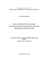 Tăng cường quản lý nhà nước đối với hoạt động kinh doanh xăng dầu trên địa bàn tỉnh bắc ninh 