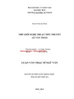 Thế giới nghệ thuật tiểu thuyết lê văn thảo (tt) 