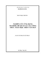 LUẬN VĂN THẠC SĨ KỸ THUẬT NGHIÊN CỨU ỨNG DỤNG MATHML ĐỂ QUẢN LÝ CÁC CÔNG THỨC TOÁN HỌC TRÊN VĂN BẢN
