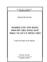 LUẬN VĂN KỸ THUẬT NGHIÊN CỨU XÂY DỰNG KHO DỮ LIỆU SONG NGỮ PHỤC VỤ XỬ LÝ TIẾNG VIỆT