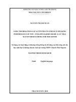 Sử dụng các hoạt động có khoảng trống thông tin để nâng cao khả năng nói cho học sinh lớp 12 không chuyên anh tại trường THPT chuyên thái nguyên 