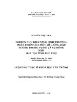 Nghiên cứu khả năng sinh trưởng, phát triển của một số giống đậu tương trong vụ hè và vụ đông năm 2017 tại tỉnh phú thọ 