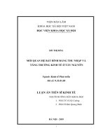 LUẬN ÁN MỐI QUAN HỆ BẤT BÌNH ĐẲNG THU NHẬP VÀ TĂNG TRƯỞNG KINH TẾ Ở TÂY NGUYÊN