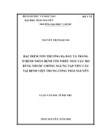 Đặc điểm tổn thương dạ dày tá tràng ở bệnh nhân bệnh tim thiếu máu cục bộ dùng thuốc chống ngưng tập tiểu cầu tại bệnh viện trung ương thái nguyên 