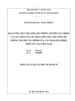 Tóm tắt luận án tiến sĩ kinh tế do lường mức độ công bố thông tin phi tài chính và các nhân tố tác động đến mức độ công bố thông tin phi tài chính của các doanh nghiệp niêm yết tại việt nam