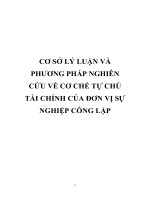 CƠ sở lý LUẬN và PHƯƠNG PHÁP NGHIÊN cứu về cơ CHẾ tự CHỦ tài CHÍNH của đơn vị sự NGHIỆP CÔNG lập 
