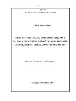 KHẢO sát THỰC TRẠNG HOẠT ĐỘNG tại KHOA y đại học y dược THÀNH PHỐ hồ CHÍ MINH THEO TIÊU CHUẨN KIỂM ĐỊNH CHẤT LƯỢNG TRƯỜNG đại học