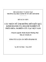 Tóm tắt luận án tiến sĩ kinh tế các nhân tố ảnh hưởng đến kết quả kinh doanh của doanh nghiệp cổ phần hóa nghiên cứu tại việt nam