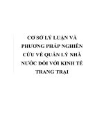 CƠ sở lý LUẬN và PHƯƠNG PHÁP NGHIÊN cứu về QUẢN lý NHÀ nước đối với KINH tế TRANG TRẠI