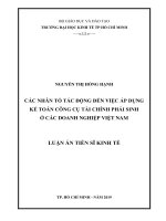 Tóm tắt luận án tiến sĩ kinh tế các nhân tố tác động đến việc áp dụng kế toán công cụ tài chính phái sinh ở các doanh nghiệp việt nam 