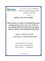 Phân tích các nhân tố ảnh hưởng tới chính sách cổ tức của các công ty niêm yết trên sở giao dịch chứng khoán TP  HCM 