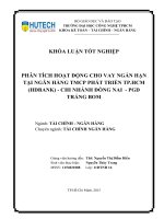 Phân tích hoạt động cho vay ngắn hạn tại ngân hàng TMCP phát triển TP  HCM (HD bank)   CN đồng nai   p GD trảng bom 