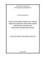 Quản lý hoạt động XHHGD ở các trường mầm non tại phường thanh miếu, thành phố việt trì, tỉnh phú thọ trong bối cảnh đổi mới giáo dục 